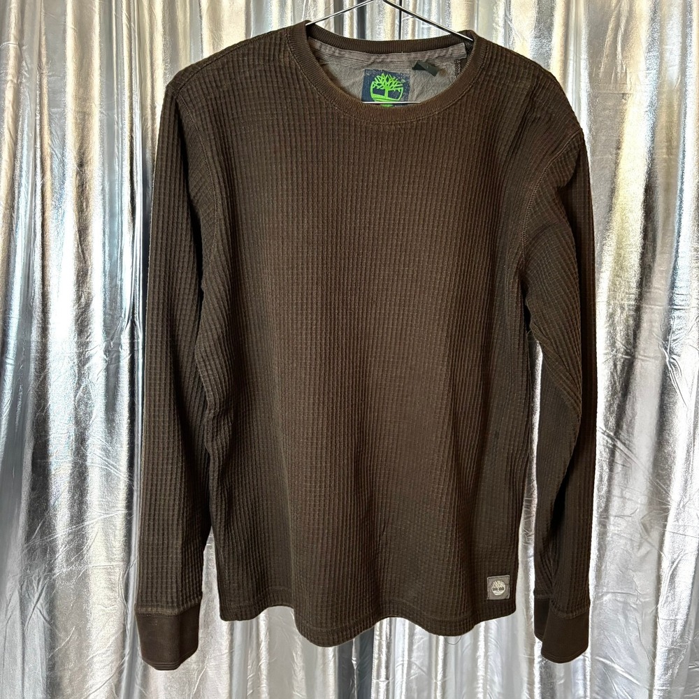 Timberland Brown Waffle Knit Thermal Long Sleeve Shirt